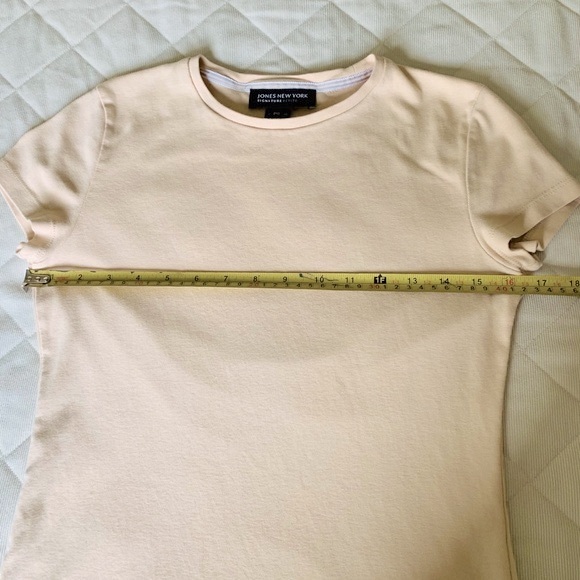 Jones New York Signature 100% cotton tops lot of 2 crew neck brown & creamy tan - Picture 13 of 16